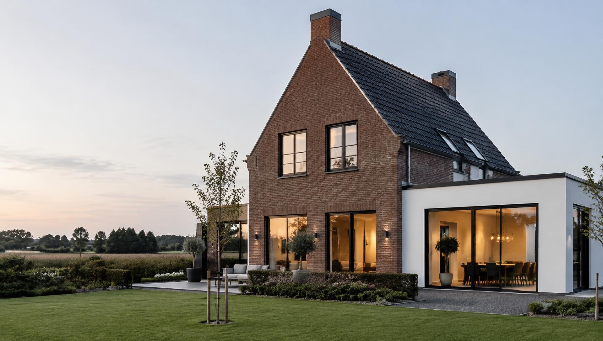 Strak gebouwde woning met moderne uitbouw